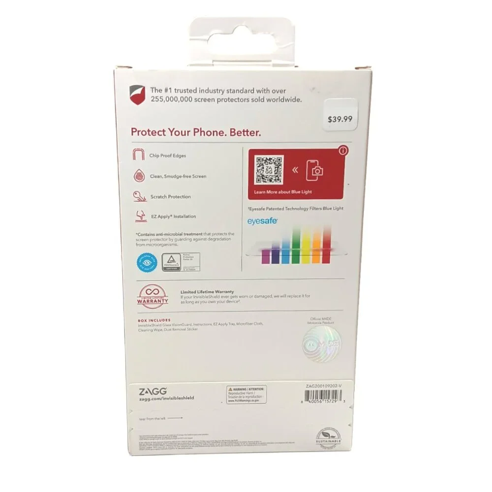 Zagg Screen Protector For Motorola Moto G Power 2022 Phone Glass Visionguard New